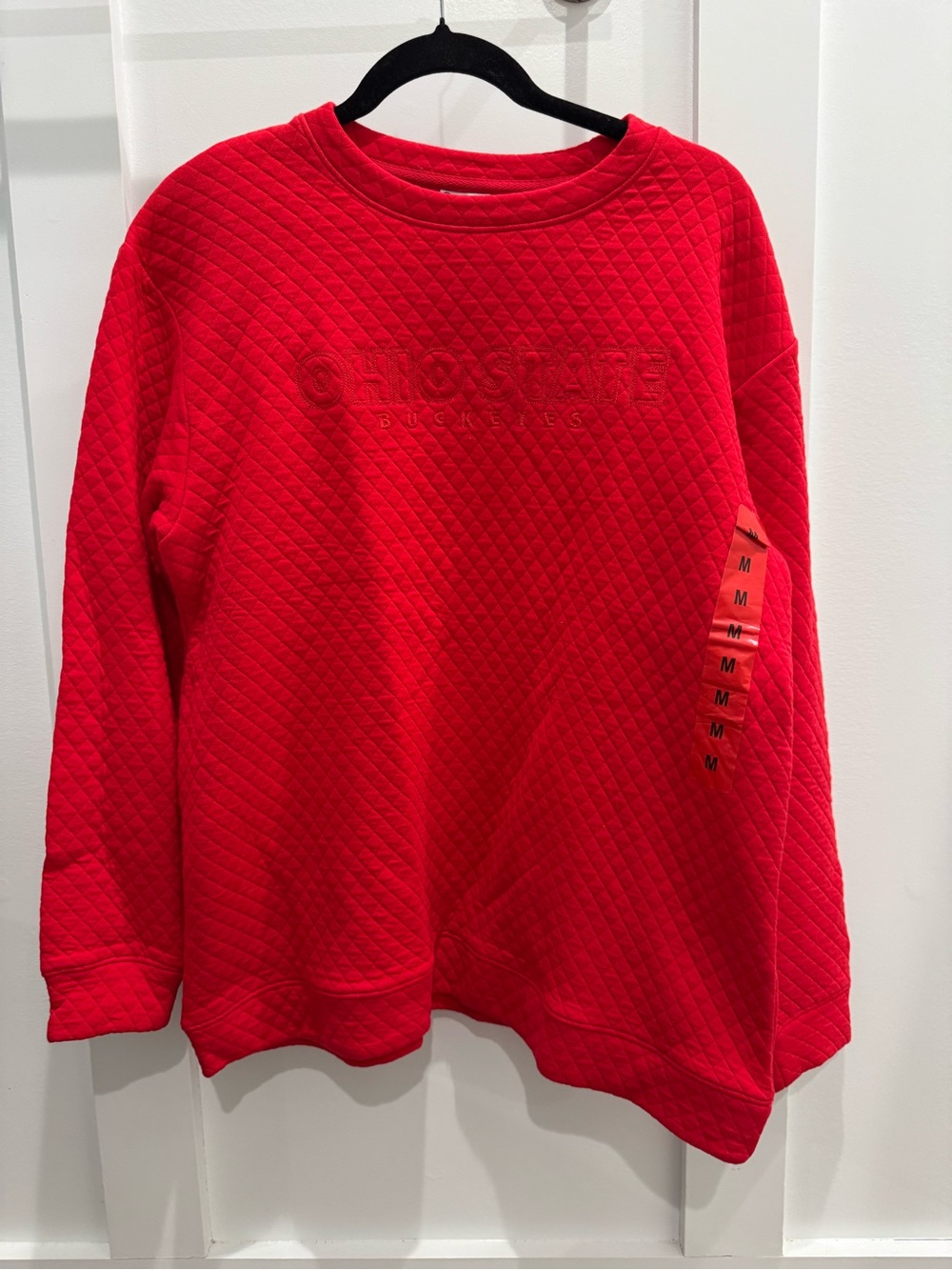 Women’s Red Ohio State Champion Quilted Crewneck Sweatshirt Size Medium